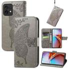 For Motorola Moto X40 Butterfly Love Flower Embossed Leather Phone Case(Gray) - 1