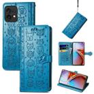 For Motorola Moto X40 Cute Cat and Dog Embossed Flip Leather Phone Case(Blue) - 1