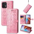 For Motorola Moto X40 Cute Cat and Dog Embossed Flip Leather Phone Case(Pink) - 1