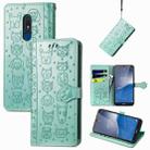 For Nokia C3 Cute Cat and Dog Embossed Flip Leather Phone Case(Green) - 1