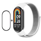 For Xiaomi Mi Band 8 ENKAY Hat-Prince 2 in 1 Set Full Coverage Screen Protector + Nylon Loop Watch Band(White) - 1