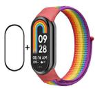 For Xiaomi Mi Band 8 ENKAY Hat-Prince 2 in 1 Set Full Coverage Screen Protector + Nylon Loop Watch Band(Rainbow+Purple) - 1