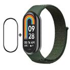For Xiaomi Mi Band 8 ENKAY Hat-Prince 2 in 1 Set Full Coverage Screen Protector + Nylon Loop Watch Band(Army Green) - 1