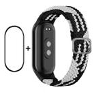 For Xiaomi Mi Band 8 ENKAY Hat-Prince 2 in 1 Set Full Coverage Screen Protector + Elastic Braided Nylon Watch Band(Black White) - 1