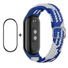 For Xiaomi Mi Band 8 ENKAY Hat-Prince 2 in 1 Set Full Coverage Screen Protector + Elastic Braided Nylon Watch Band(Blue White) - 1