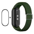 For Xiaomi Mi Band 8 ENKAY Hat-Prince 2 in 1 Set Full Coverage Screen Protector + Elastic Braided Nylon Watch Band(Green) - 1