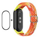 For Xiaomi Mi Band 8 ENKAY Hat-Prince 2 in 1 Set Full Coverage Screen Protector + Elastic Braided Nylon Watch Band(Colorful Orange) - 1