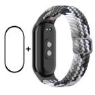 For Xiaomi Mi Band 8 ENKAY Hat-Prince 2 in 1 Set Full Coverage Screen Protector + Elastic Braided Nylon Watch Band(Colorful Black) - 1