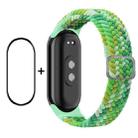 For Xiaomi Mi Band 8 ENKAY Hat-Prince 2 in 1 Set Full Coverage Screen Protector + Elastic Braided Nylon Watch Band(Colorful Green) - 1