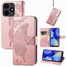 For Tecno Spark 10 Pro Butterfly Love Flower Embossed Leather Phone Case(Rose Gold) - 1