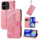 For Tecno Spark 10 Pro Butterfly Love Flower Embossed Leather Phone Case(Pink) - 1