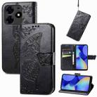 For Tecno Spark 10 Pro Butterfly Love Flower Embossed Leather Phone Case(Black) - 1