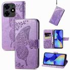 For Tecno Spark 10 Pro Butterfly Love Flower Embossed Leather Phone Case(Light Purple) - 1