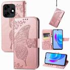 For Tecno Spark 10C Butterfly Love Flower Embossed Leather Phone Case(Rose Gold) - 1