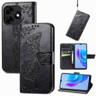 For Tecno Spark 10C Butterfly Love Flower Embossed Leather Phone Case(Black) - 1