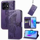For Tecno Spark 10C Butterfly Love Flower Embossed Leather Phone Case(Purple) - 1