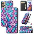 For Motorola Edge 30 Fusion CaseNeo Colorful Magnetic Leather Phone Case(Purple Scales) - 1