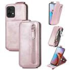 For Motorola Moto X40 Zipper Wallet Vertical Flip Leather Phone Case(Rose Gold) - 1