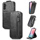 For Samsung Galaxy A24 4G Zipper Wallet Vertical Flip Leather Phone Case(Black) - 1
