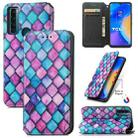 For TCL 20 SE CaseNeo Colorful Magnetic Leather Phone Case(Purple Scales) - 1