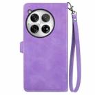 For OnePlus 12 Embossed Flower Zipper Leather Phone Case(Purple) - 3