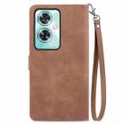 For OnePlus Nord N30 SE Embossed Flower Zipper Leather Phone Case(Brown) - 3