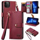 For iPhone 13 Pro Love Zipper Lanyard Leather Phone Case(Red) - 1