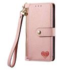 For iPhone 12 mini Love Zipper Lanyard Leather Phone Case(Pink) - 2