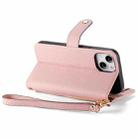 For iPhone 12 mini Love Zipper Lanyard Leather Phone Case(Pink) - 5