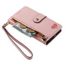 For iPhone 12 mini Love Zipper Lanyard Leather Phone Case(Pink) - 6
