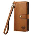 For iPhone 12 mini Love Zipper Lanyard Leather Phone Case(Brown) - 2