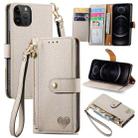 For iPhone 12/12 Pro Love Zipper Lanyard Leather Phone Case(Gray) - 1