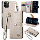 For iPhone 12 Pro Max Love Zipper Lanyard Leather Phone Case(Gray) - 1