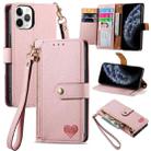 For iPhone 11 Pro Love Zipper Lanyard Leather Phone Case(Pink) - 1