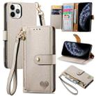 For iPhone 11 Pro Love Zipper Lanyard Leather Phone Case(Gray) - 1