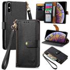 For iPhone XS Max Love Zipper Lanyard Leather Phone Case(Black) - 1