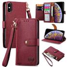 For iPhone XS Max Love Zipper Lanyard Leather Phone Case(Red) - 1