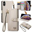 For iPhone XS Max Love Zipper Lanyard Leather Phone Case(Gray) - 1
