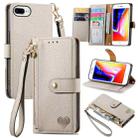For iPhone 7 Plus / 8 Plus Love Zipper Lanyard Leather Phone Case(Gray) - 1