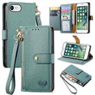 For iPhone 6 / 6s Love Zipper Lanyard Leather Phone Case(Green) - 1