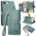 For iPhone 6 Plus / 6s Plus Love Zipper Lanyard Leather Phone Case(Green) - 1