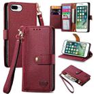 For iPhone 6 Plus / 6s Plus Love Zipper Lanyard Leather Phone Case(Red) - 1