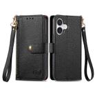 For iPhone 16 Love Zipper Lanyard Leather Phone Case(Black) - 2