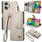 For iPhone 16 Plus Love Zipper Lanyard Leather Phone Case(Gray) - 1