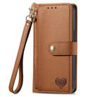 For iPhone 16e Love Zipper Lanyard Leather Phone Case(Brown) - 2