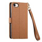 For iPhone 16e Love Zipper Lanyard Leather Phone Case(Brown) - 3