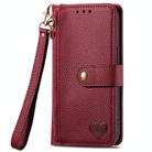 For iPhone 16e Love Zipper Lanyard Leather Phone Case(Red) - 2