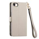 For iPhone 16e Love Zipper Lanyard Leather Phone Case(Gray) - 3