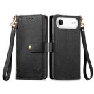 For iPhone Air Love Zipper Lanyard Leather Phone Case(Black) - 2
