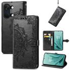 For OnePlus Ace 2v Mandala Flower Embossed Leather Phone Case(Black) - 1